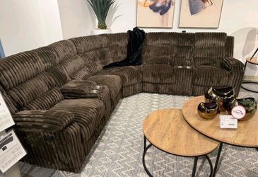 New brown sectional recliner in box available in black also $39 down no credit needed