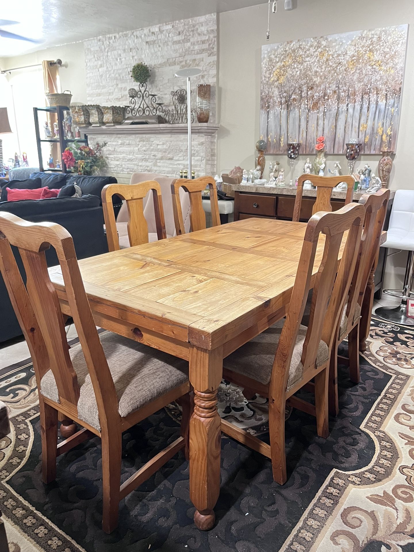 Tres Amigos Dining Set Wood Table With 6 Chairs