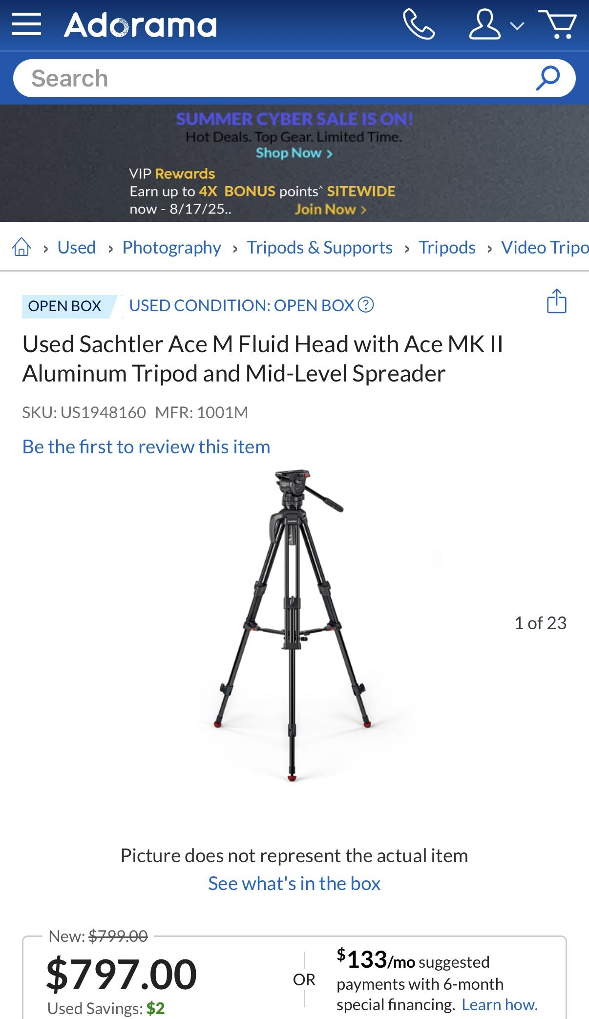 Sachtler Ace M MS Fluid Head with Ace 1001