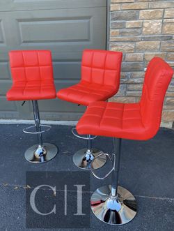 3 Brand New Red Bar Stools 