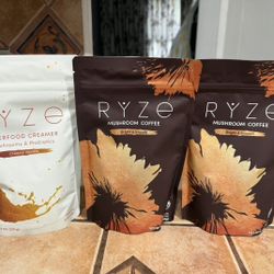 2 Bags Of Ryze Coffee And 1 Bag Of Ryze Creamer