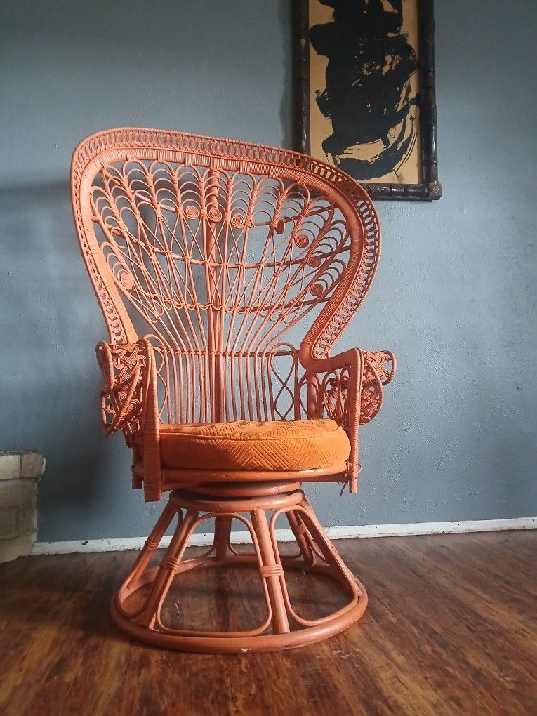 Vintage Emanuelle Swivel Peacock Chair
