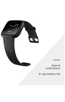 Fitbit Versa Smart Watch, Black/Black Aluminium, One Size (S & L Bands Included)