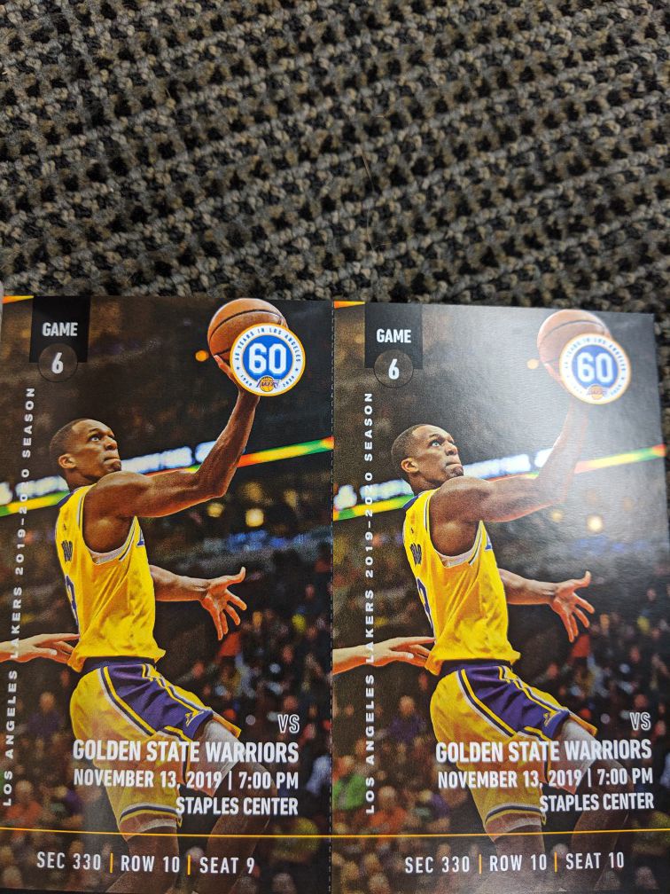 LA Lakers V Golden State Warriors - 2 Tickets