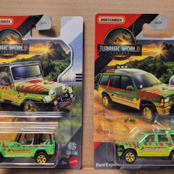 Matchbox Jurassic Park Ford Explorer and Jeep Wrangler