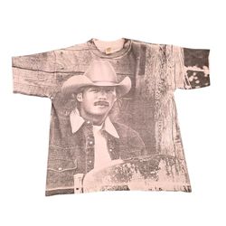 Vintage Alan Jackson Shirt Gray White Music Tour Country Size XL USA