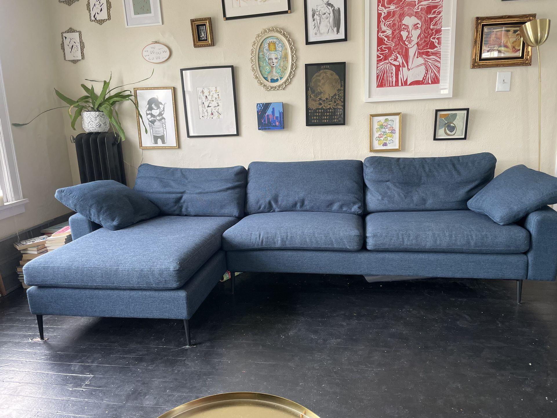 Almost-new Article Reversible Blue Sectional Couch