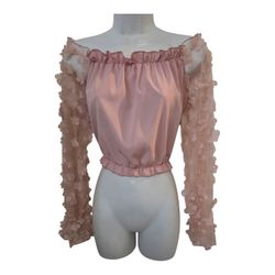 Women's Floral Blouse Shirt Off Shoulder Puff Sleeves 