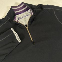 Robert Graham Men’s XL Black Purple Gray Classic Fit 1/4 Zip Pullover Sweater