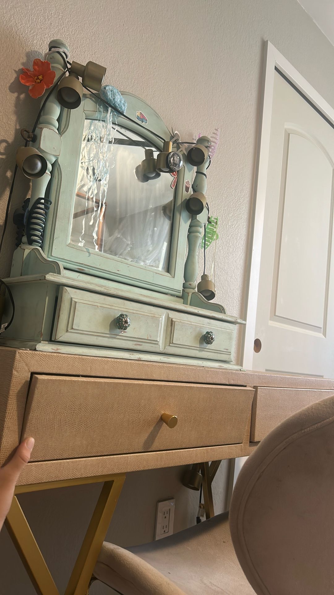 Blue Desk Top Vanity