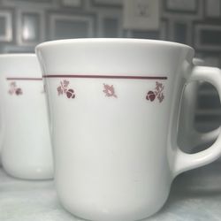 3 Corning Corelle Burgundy Rose Coffee Cups