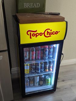 Topo Chico Branded Beverage Fridge - LED Glass Door Mini Bar Cooler