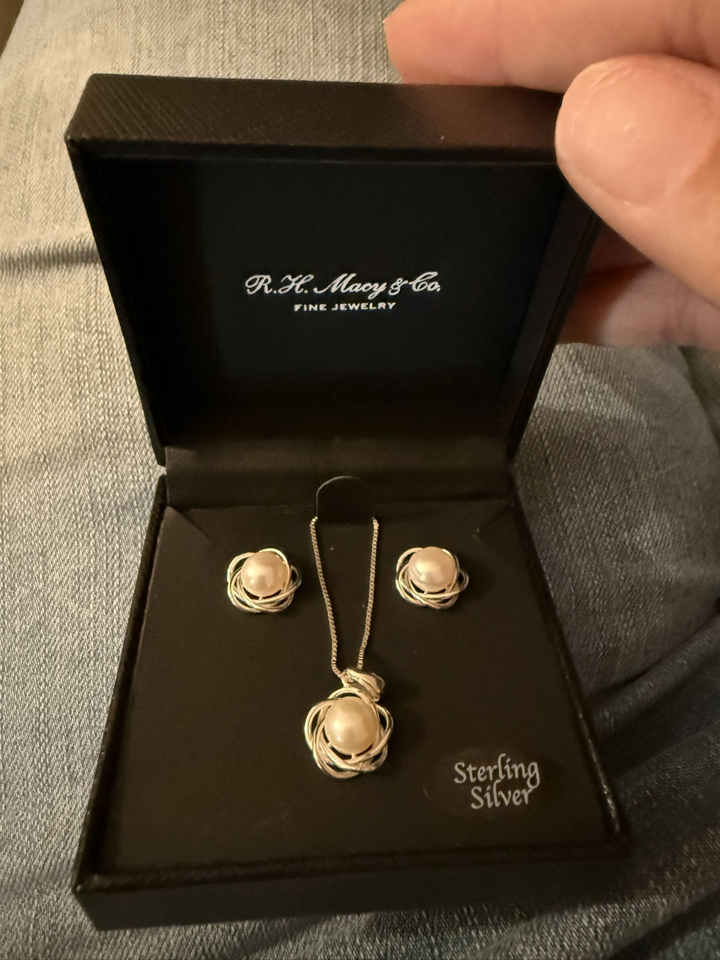 Sterling Silver Earrings With Necklace