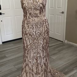 Rose Gold One Shoulder Morilee Dress
