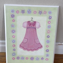 Cute wooden frame (pink dress flowers edging)