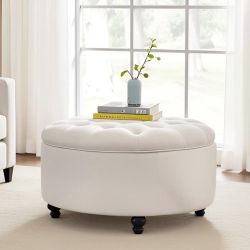 Modern Button Tufted Ottoman with Storage 
