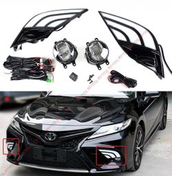 18-20 TOYOTA CAMRY SE XSE FOG LIGHT + WHITE & AMBER LED DRL BEZEL