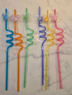 24 Glitter Mouse Ear Party Favors-Reusable Drinking Straws-