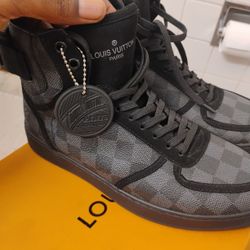 Louis Vuitton Damier Graphite Pattern High Top Sneakers