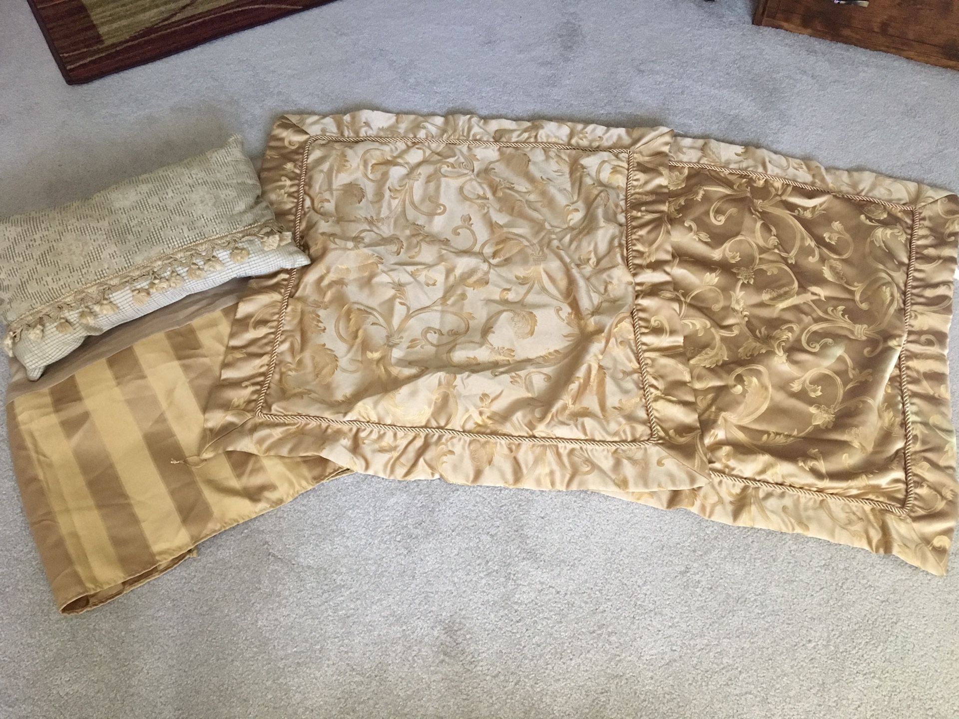 Gold Queen Comforter includes mattress shams and Two Pillow Cases