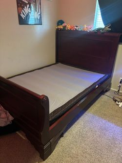 Cherry Wood Sleigh Bed Frame