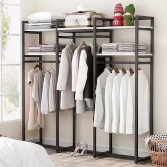 Tribesigns 75 inch Freestanding Closet Organizer with Shelves and Hanging Rods