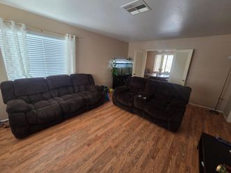 Dark Brown Reclining Sofa and Loveseat Set