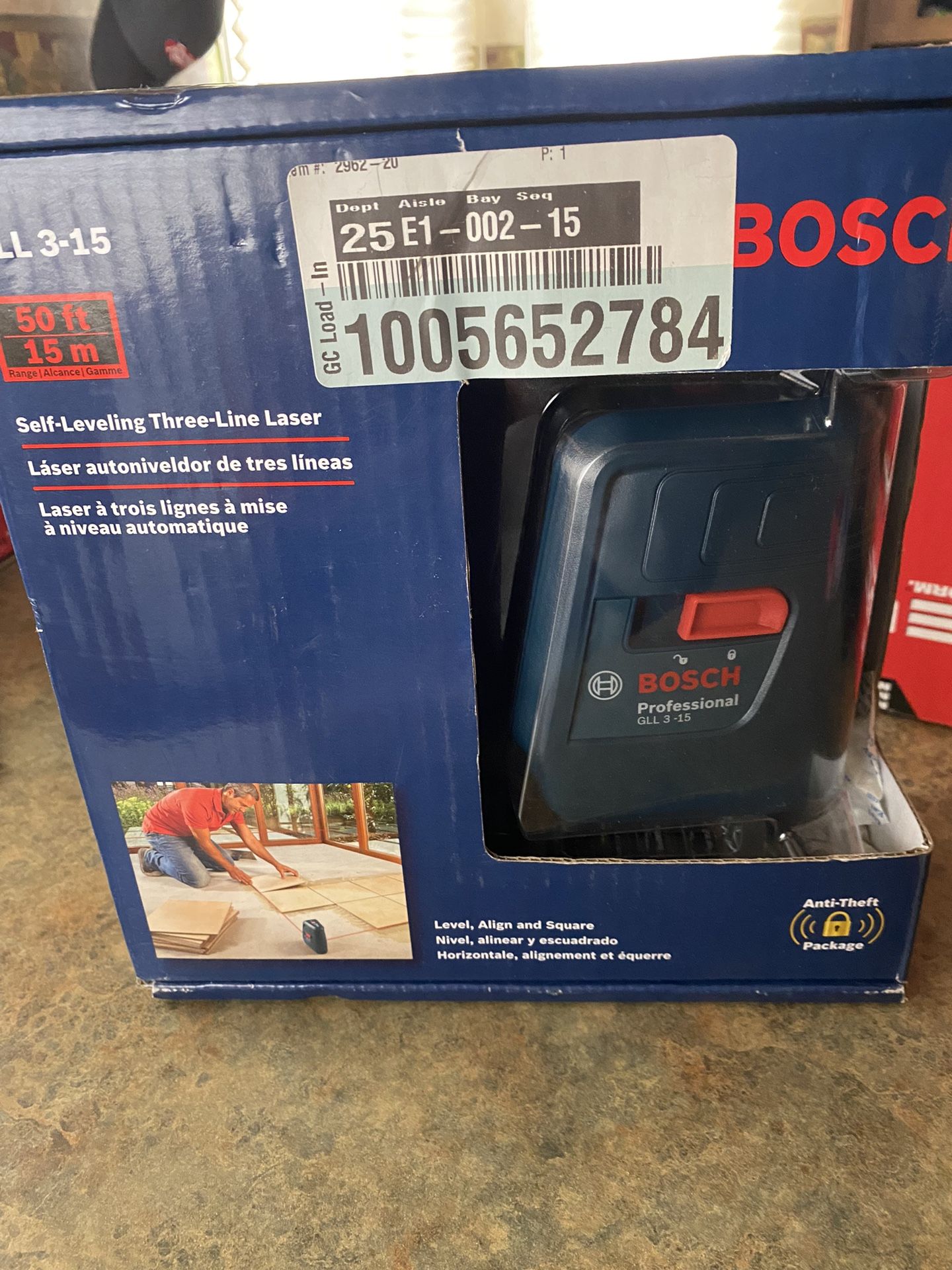 BOSCH 50 ft SELF - LEVELING THREE - LINE LASER #GLL3-15