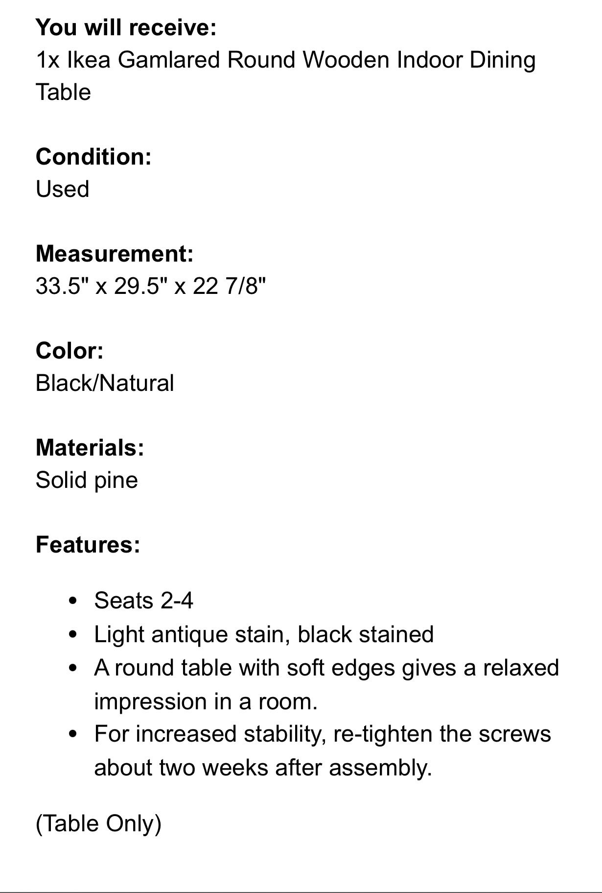 IKEA Gamlared Dining Table (Discontinued) *Only Dining Table*