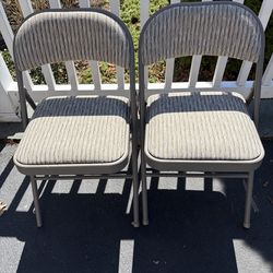 2 Folding Chairs, Fabric  with Padded Cushion and Back Indoor