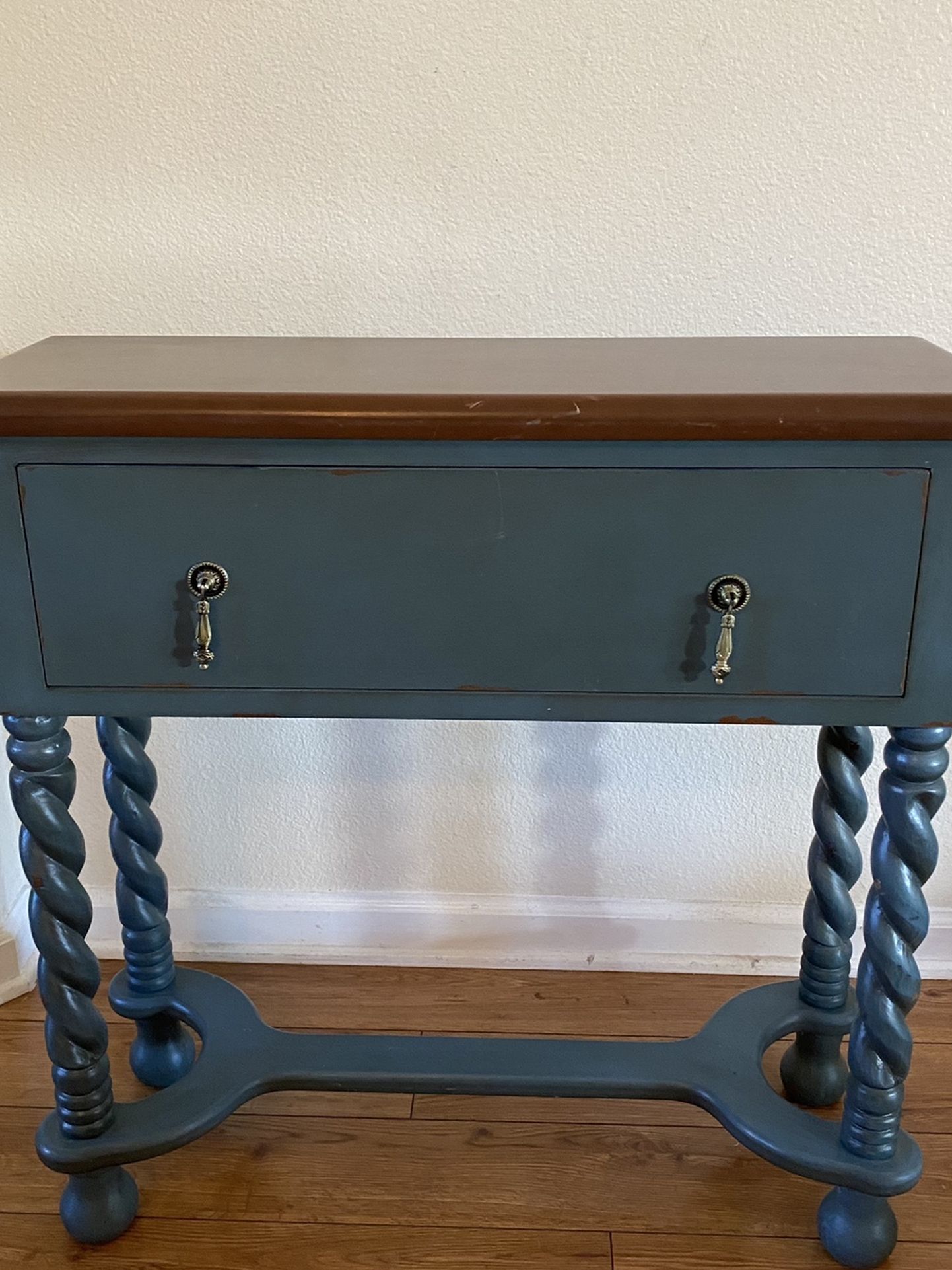 Rustic Distressed Teal Console Table