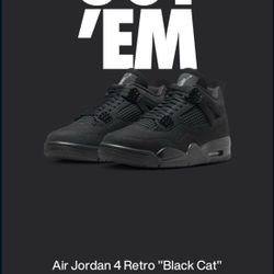 Nike Air Jordan 4 Black Cat Size 10.5