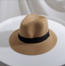 Women Wide Brim Straw Panama Roll up Hat 