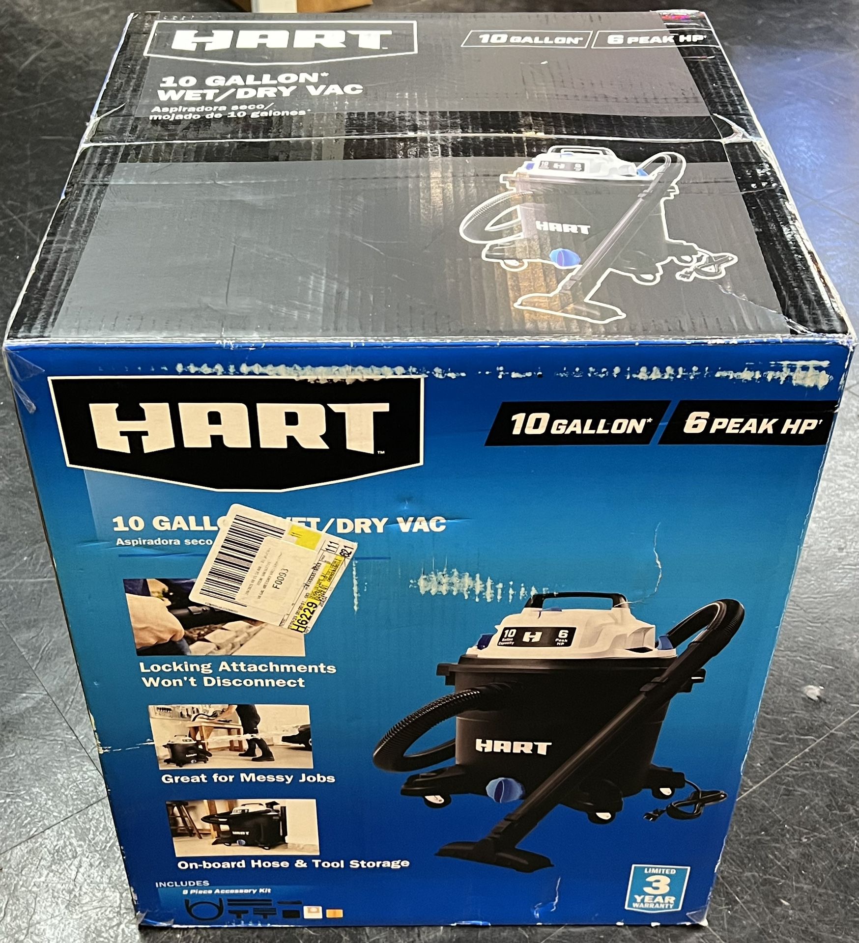 Hart 10 Gallon 6 Peak HP Poly Wet/Dry Vacuum