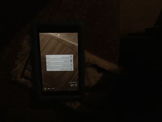Blue Kindle tablet.