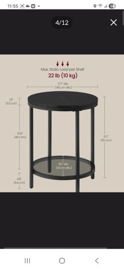 2 double-tier Round Side/End Tables, Indoor/Outdoor, BRAND NEW!