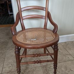 Antique Solid Walnut Chair w/ Burly Maple Inlay