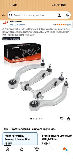 A-Premium Tesla Model 3 17-23 Front Rear Control Arm Kit 4pc