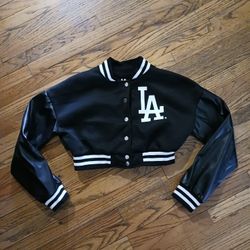 New Womens LA DODGERS Black Jacket