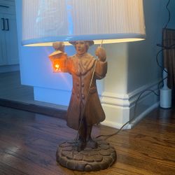 Vintage Wooden hand carved colonial lamp with shade 