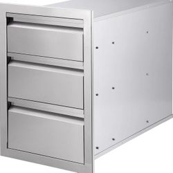 Outdoor Kitchen Drawers 15" W x 21" H x 22.5" D, Stainless Steel Flush Mount Access BBQ Drawers