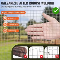 VEVOR Hardware Cloth, 1/4 inch 36in x 50 ft 23 Gauge, Hot Dipped Galvanized Wire Mesh Roll, Chicken
