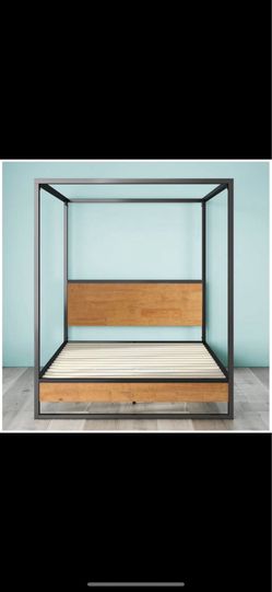 Queen platform bed frame canopy bed