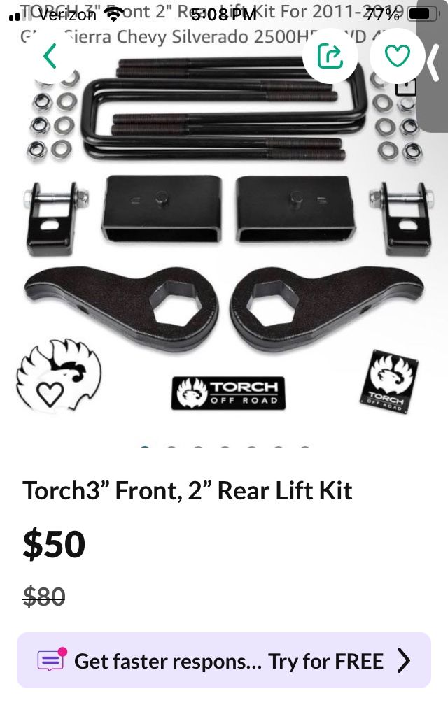 Torch 3”front 2” Rear Lift Kit