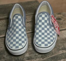 VANS Color Theory Dusty Blue Checkerboard Classic Slip On Youth Sz 3 New In Box