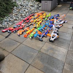 Lot Of 60+ Large Nerf Guns