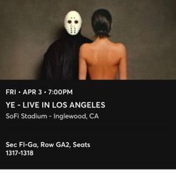 KANYE WEST FLOOR TICKETS APRIL 3 4/3 