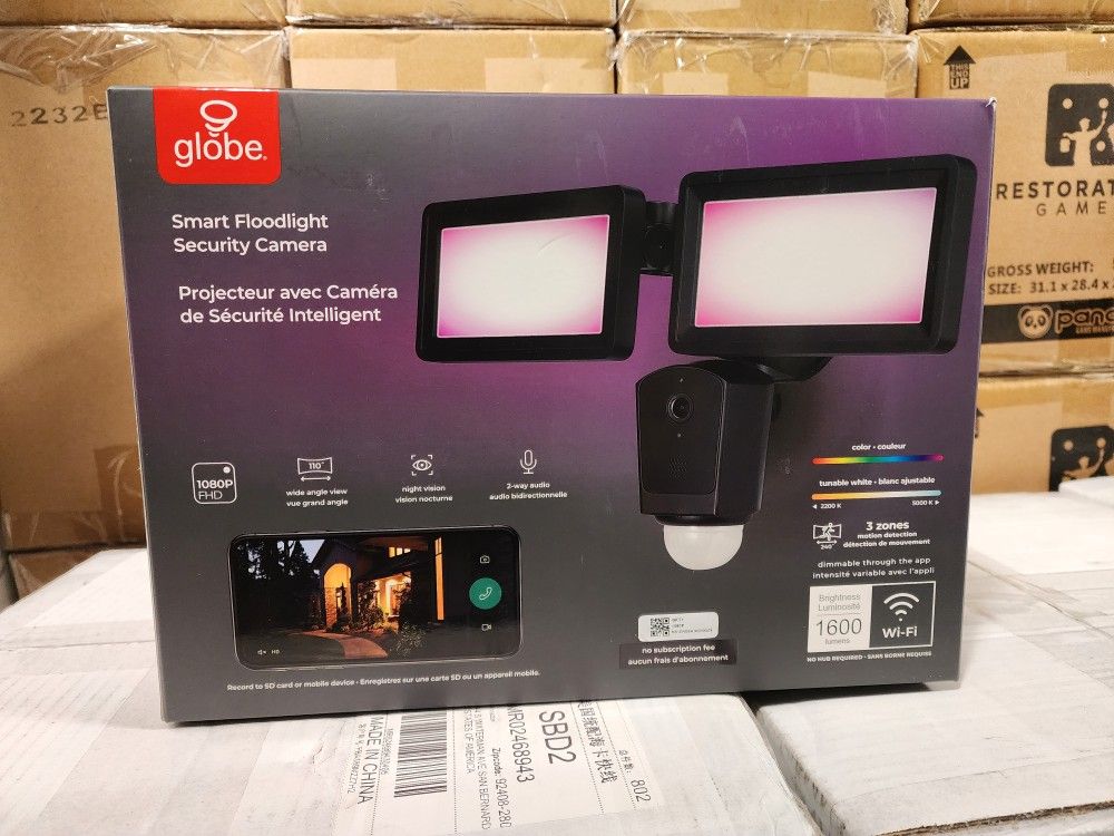 Globe Smart Floodlight Security Camera New Sealed Black