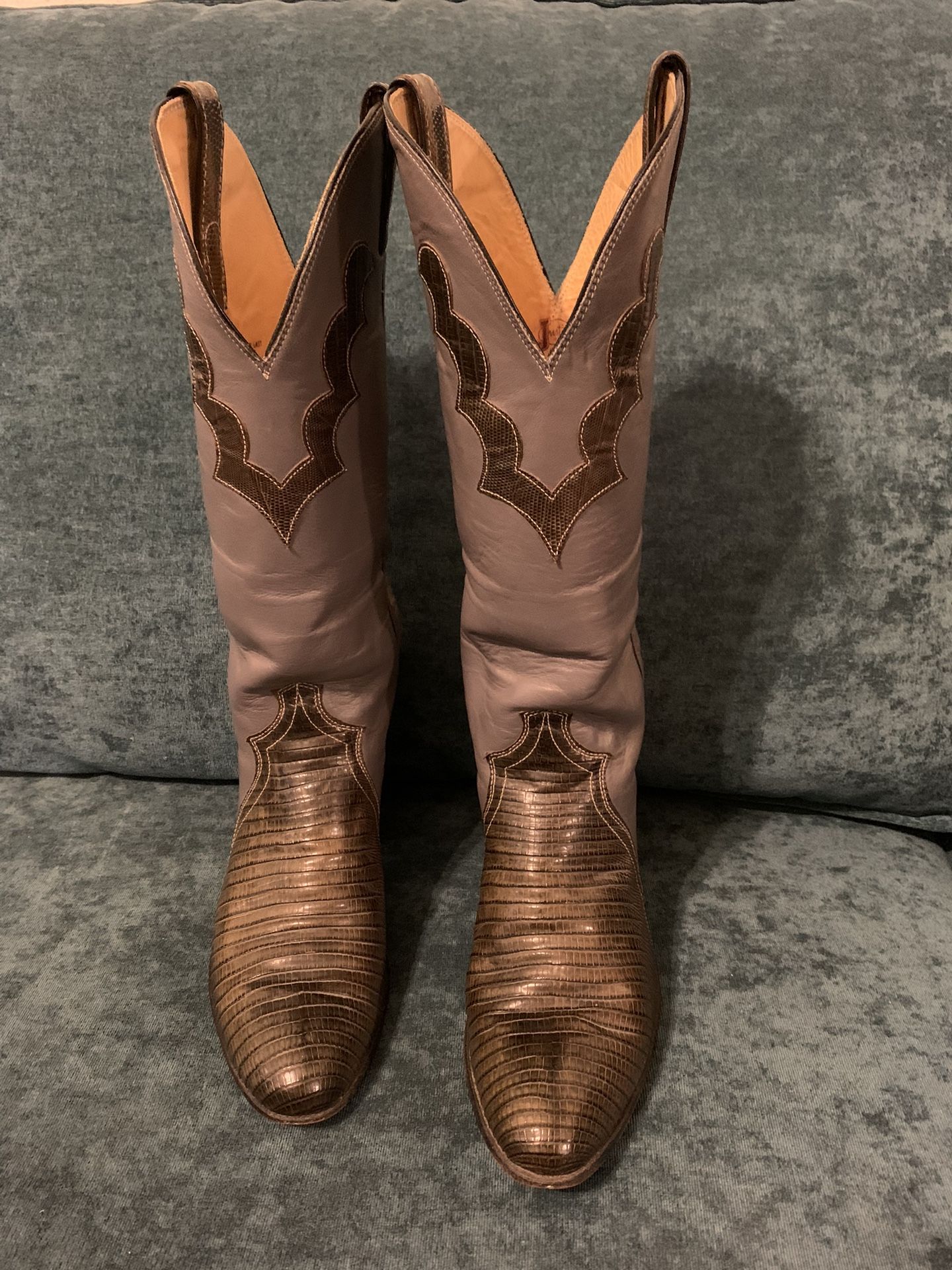 Justin L4412 Womens Cowboy Western Grey Snakeskin Boot Sz 7B