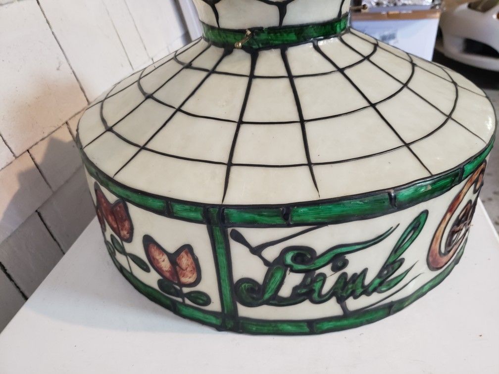 Vintage Coca-Cola Tiffany Style Plastic Lamp Shade Faux Stained Glass